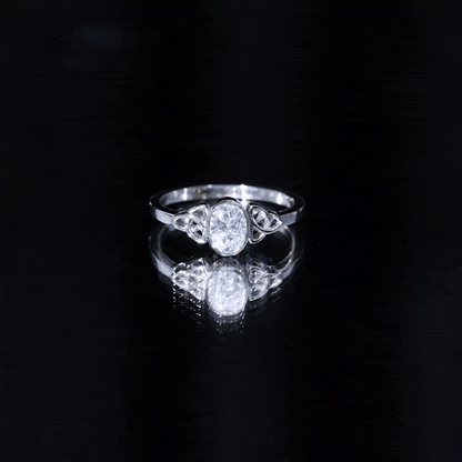 0.7 Carat Oval Lab Grown Diamond Celtic Knot Engagement Ring