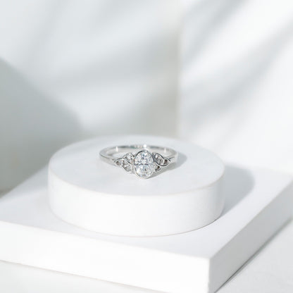 0.7 Carat Oval Lab Grown Diamond Celtic Knot Engagement Ring