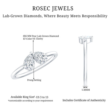 Certified Lab Grown Diamond 2 Stone Promise Ring