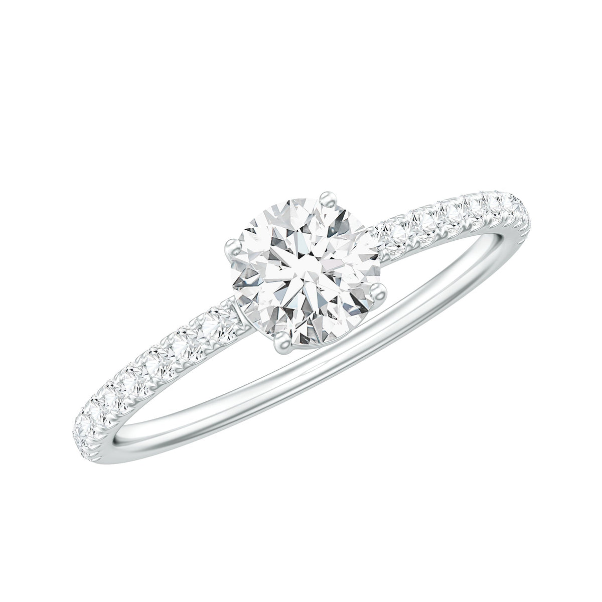 Certified 5 MM Lab Grown Diamond Engagement Ring With Side Stones