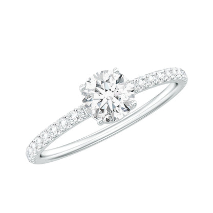 Certified 5 MM Lab Grown Diamond Engagement Ring With Side Stones