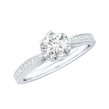 Lab Grown Diamond Solitaire Engagement Ring with Side Stones