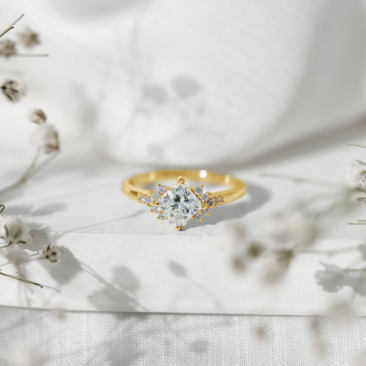 Certified 0.8 Carat Lab Grown Diamond Princess Cut Engagement Ring