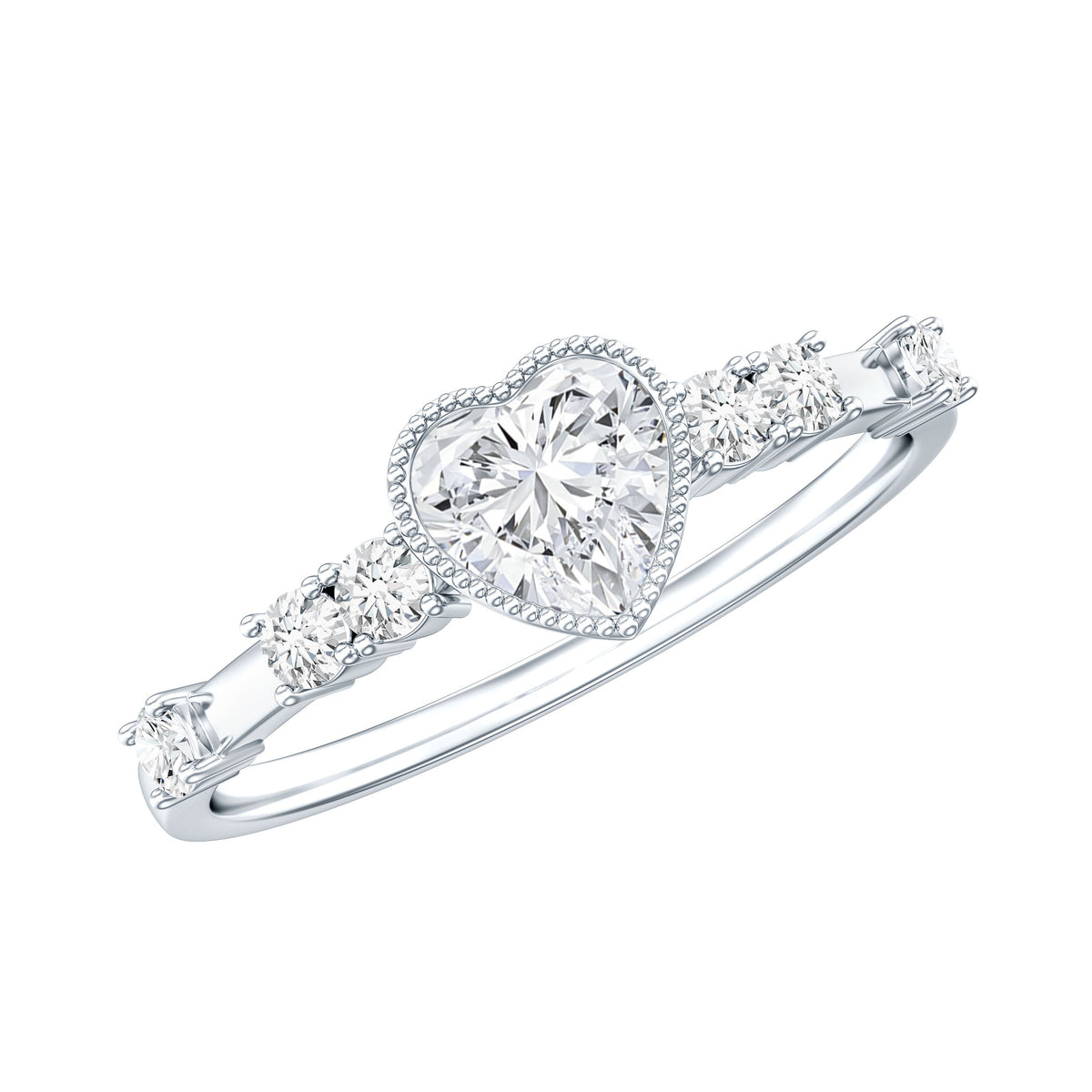 Bezel Set Lab Grown Diamond Heart Shaped Engagement Ring