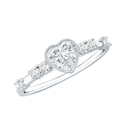 Bezel Set Lab Grown Diamond Heart Shaped Engagement Ring
