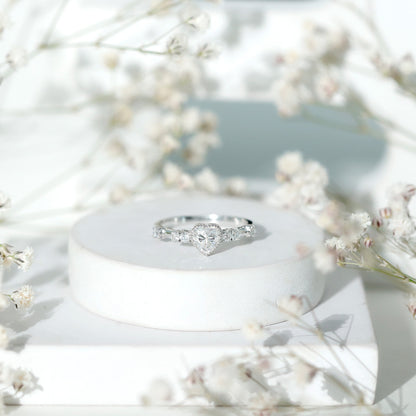 Bezel Set Lab Grown Diamond Heart Shaped Engagement Ring