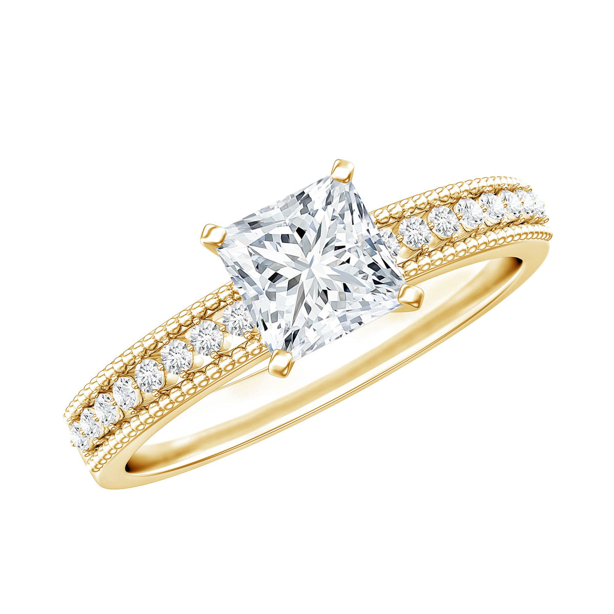 Certified 0.8 Carat Lab Grown Diamond Princess Cut Engagement Ring For Women