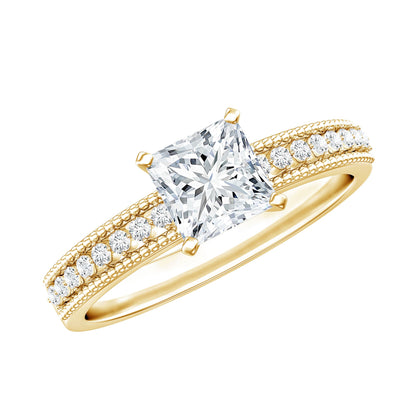 Certified 0.8 Carat Lab Grown Diamond Princess Cut Engagement Ring For Women