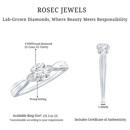 0.9 Carat Certified Lab Grown Diamond Solitaire Promise Ring
