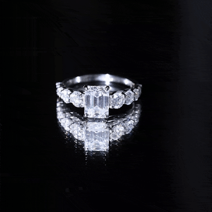 1.8 Carat Lab Grown Diamond Emerald Cut Engagement Ring With Side Stones