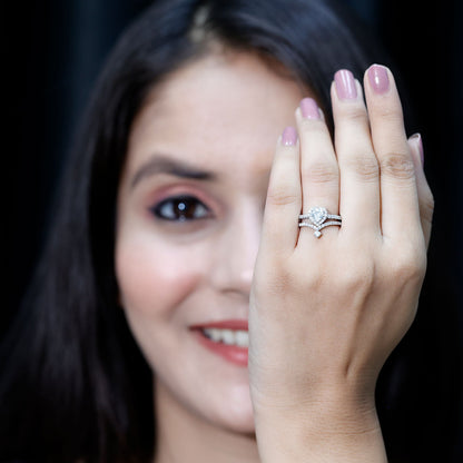 Certified 0.5 Carat Lab Grown Diamond Heart Bridal Ring Set