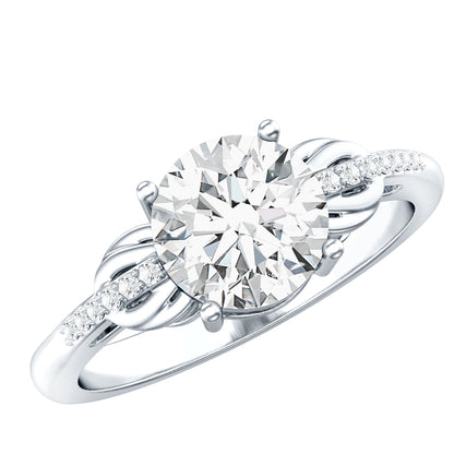 Certified 2 Carat Round Lab Grown Diamond Unique Engagement Ring
