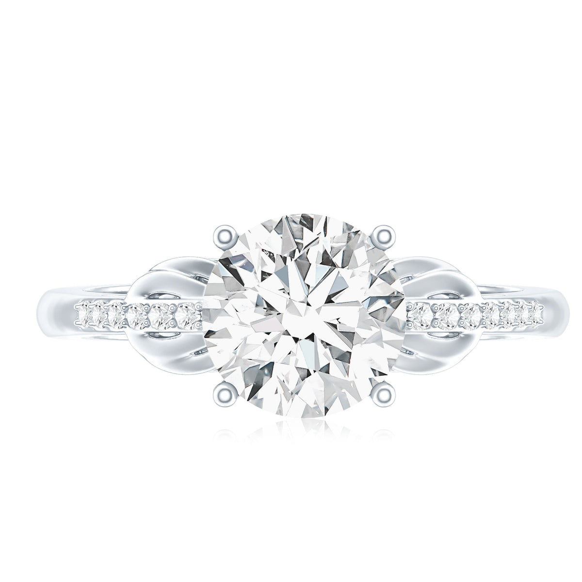 Certified 2 Carat Round Lab Grown Diamond Unique Engagement Ring