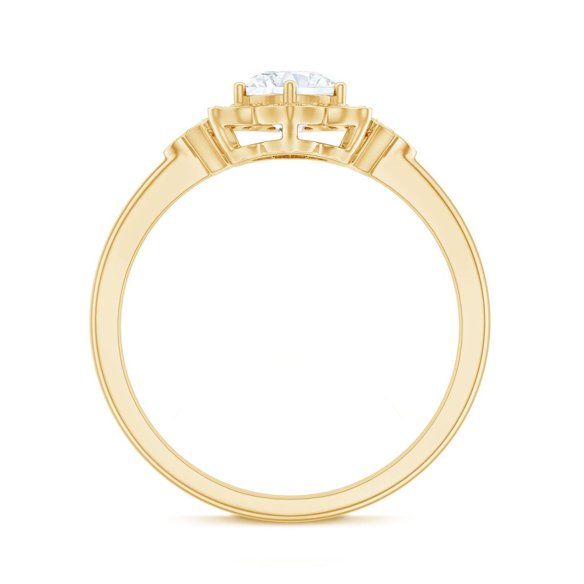 Certified Lab Grown Diamond Art Deco Flower Engagement Ring