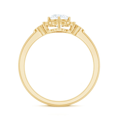Certified Lab Grown Diamond Art Deco Flower Engagement Ring