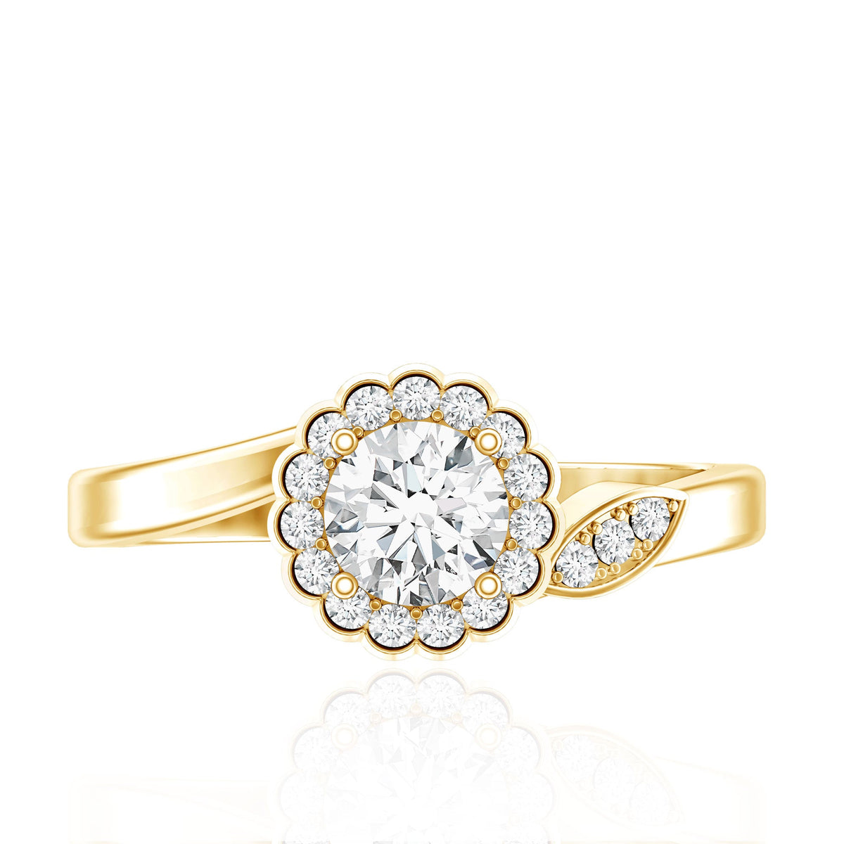 Certified 0.9 Carat Lab Grown Diamond Floral Engagement Ring