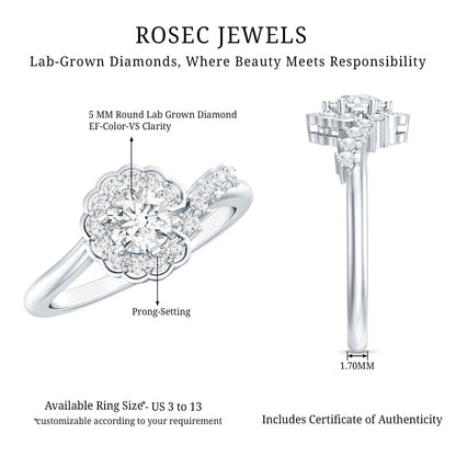 Certified 0.4 Carat Lab Grown Diamond Nature Inspired Engagement Ring