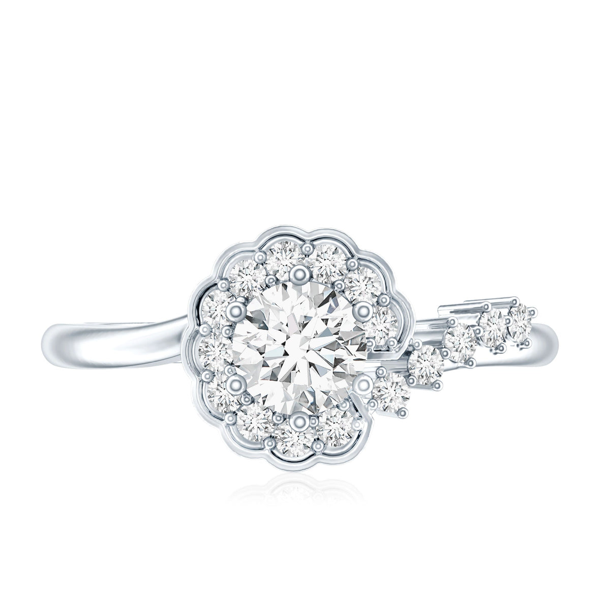 Certified 0.4 Carat Lab Grown Diamond Nature Inspired Engagement Ring