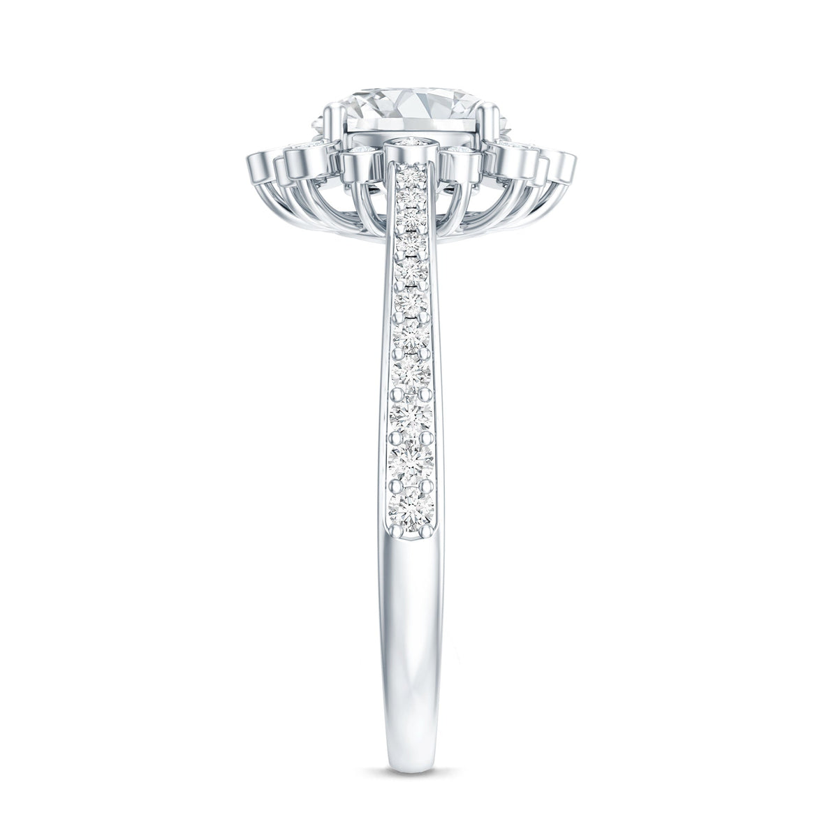 2 Carat Lab Grown Diamond Circle Engagement Ring With Side Stones