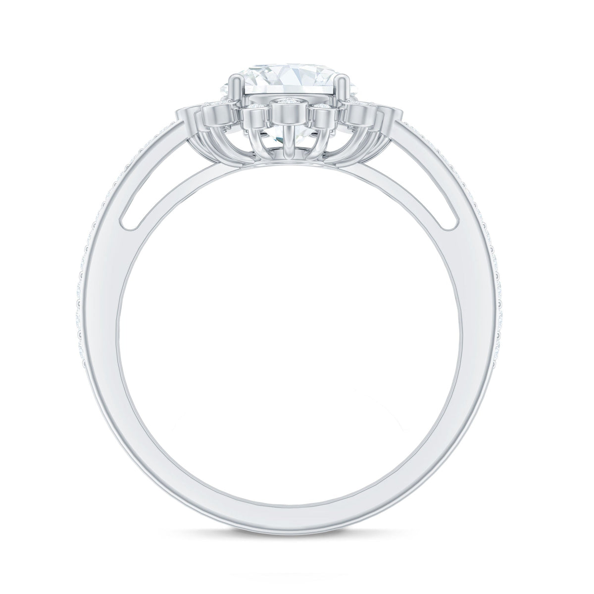 2 Carat Lab Grown Diamond Circle Engagement Ring With Side Stones