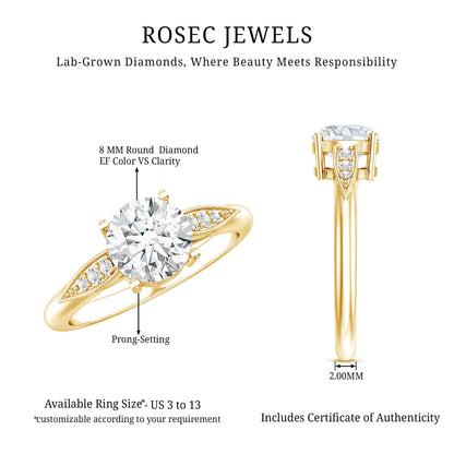 Certified 2 Carat Lab Grown Diamond Classic Engagement Ring