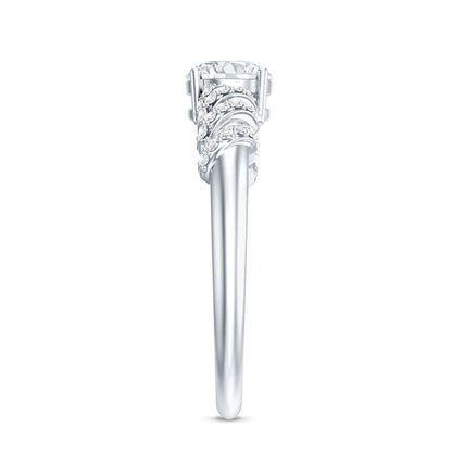 0.9 Carat Lab Grown Diamond Designer Engagement Ring With Side Stones