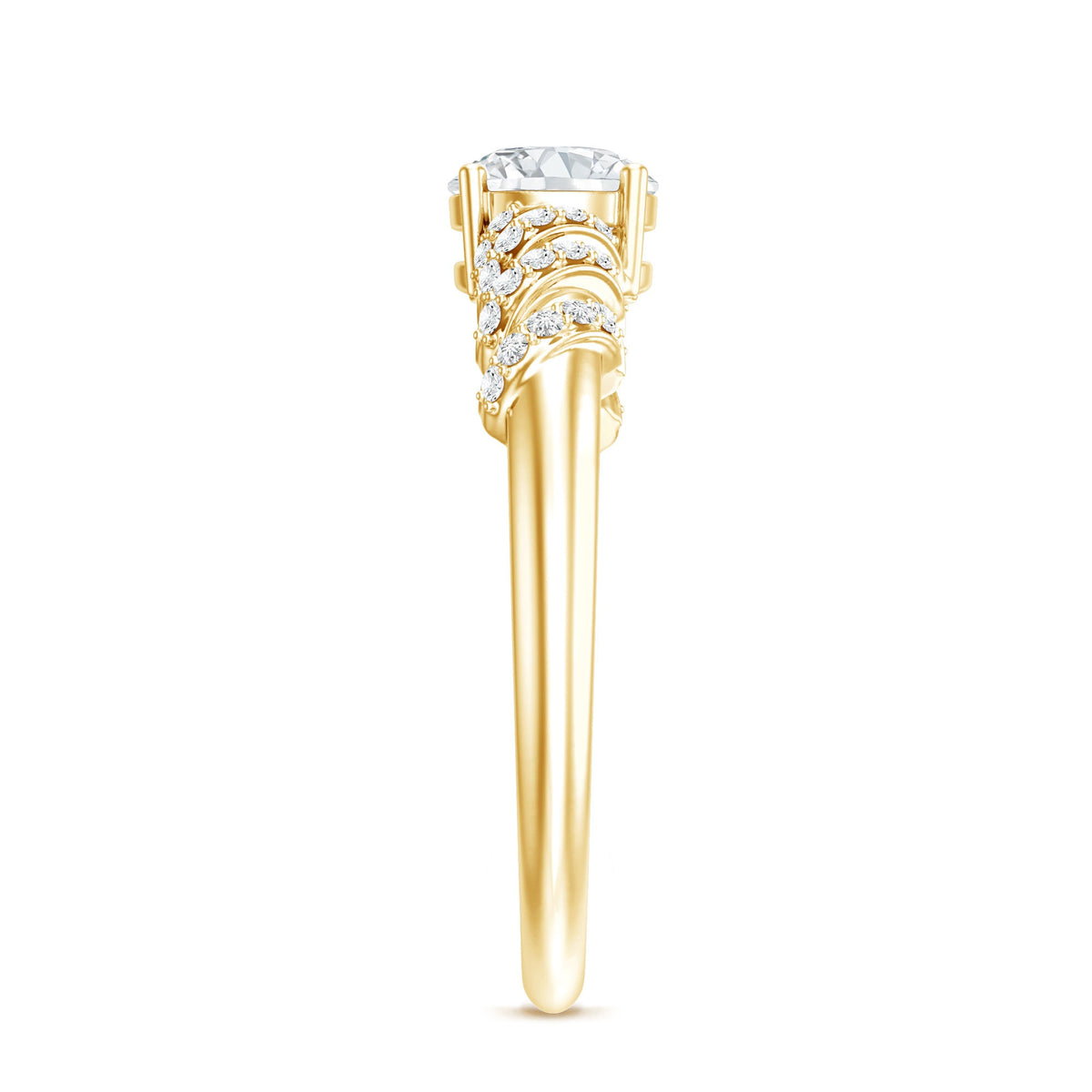 0.9 Carat Lab Grown Diamond Designer Engagement Ring With Side Stones