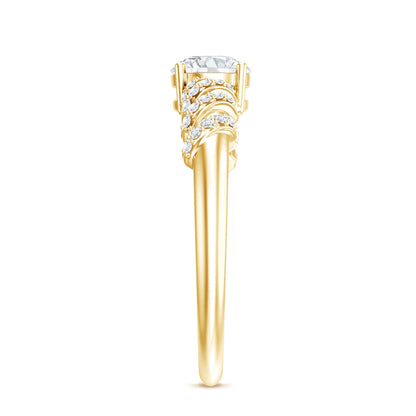 0.9 Carat Lab Grown Diamond Designer Engagement Ring With Side Stones