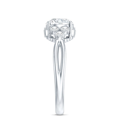 2 Carat Solitaire Lab Diamond Engagement Ring With Diamond Trio