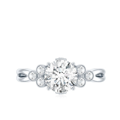 2 Carat Solitaire Lab Diamond Engagement Ring With Diamond Trio
