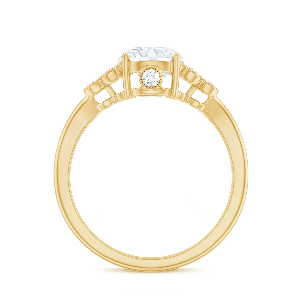 2 Carat Solitaire Lab Diamond Engagement Ring With Diamond Trio