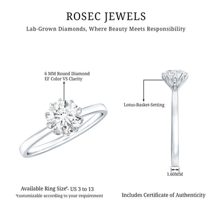 0.9 Carat Lab Grown Diamond Round Cut Engagement Ring