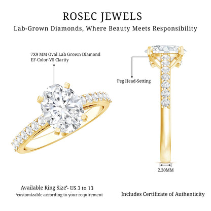 Certified Lab Grown Diamond 2 Carat Engagement Ring With Side Stones