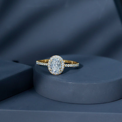 Certified 1.2 Carat Lab Grown Diamond Oval Engagement Ring With Side Stones