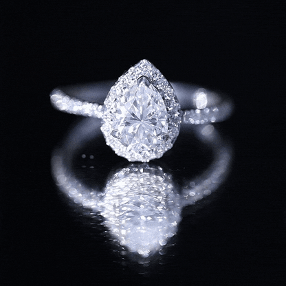 Certified Lab Grown Diamond Pear Halo Engagement Ring