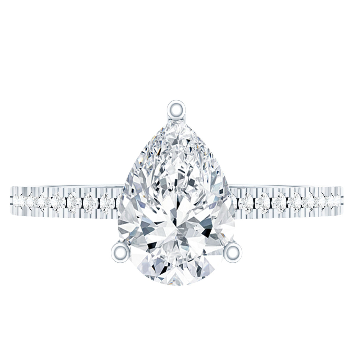 Lab Diamond 1.3 Carat Pear Shape Engagement Ring With Side Stones