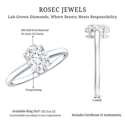 Certified 1.2 Carat Lab Grown Oval Diamond Engagement Ring