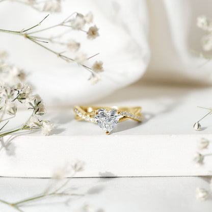 Criss Cross Lab Grown Diamond Heart Engagement Ring