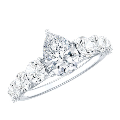 Certified Diamond Teardrop Engagement Ring with Sides Stones