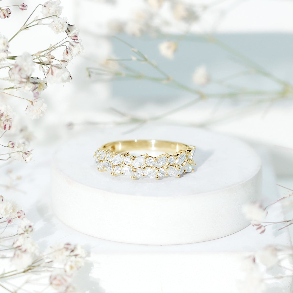 Certified Lab Grown Diamond Cluster Half Eternity Band for Women