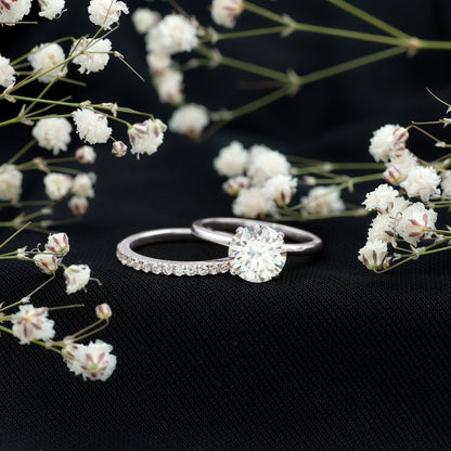Certified 2 Carat Lab Grown Diamond Solitaire Wedding Ring Set