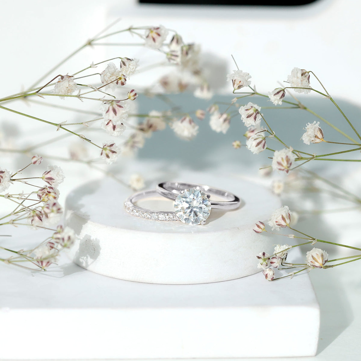 Certified 2 Carat Lab Grown Diamond Solitaire Wedding Ring Set