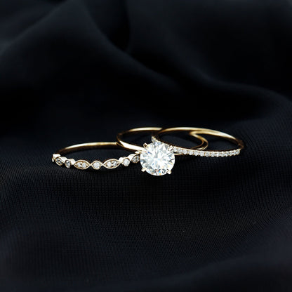 2 Carat Certified Round Cut Lab Created Diamond 3 Piece Bridal Ring Set