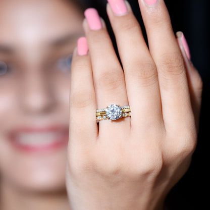 2 Carat Certified Round Cut Lab Created Diamond 3 Piece Bridal Ring Set