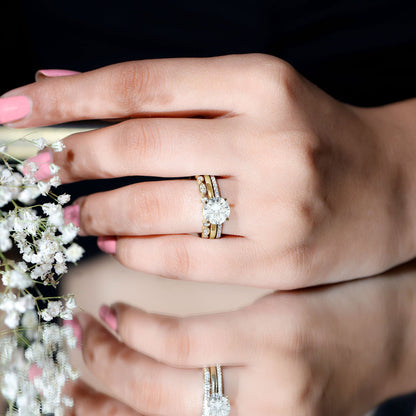 2 Carat Certified Round Cut Lab Created Diamond 3 Piece Bridal Ring Set