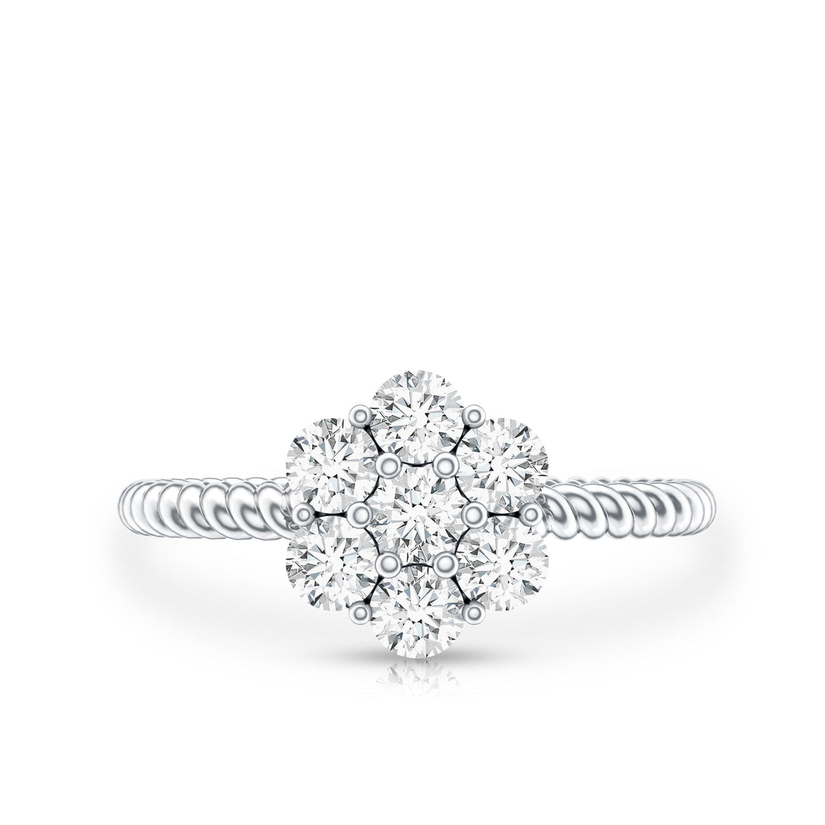 Lab Created Diamond Flower Engagement Ring for Her