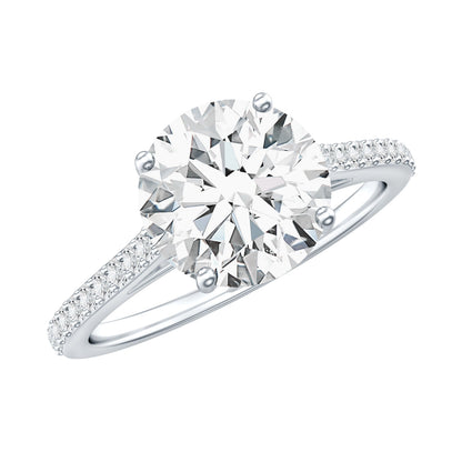 Solitaire Lab Grown Diamond Ring with Side Stones for Women
