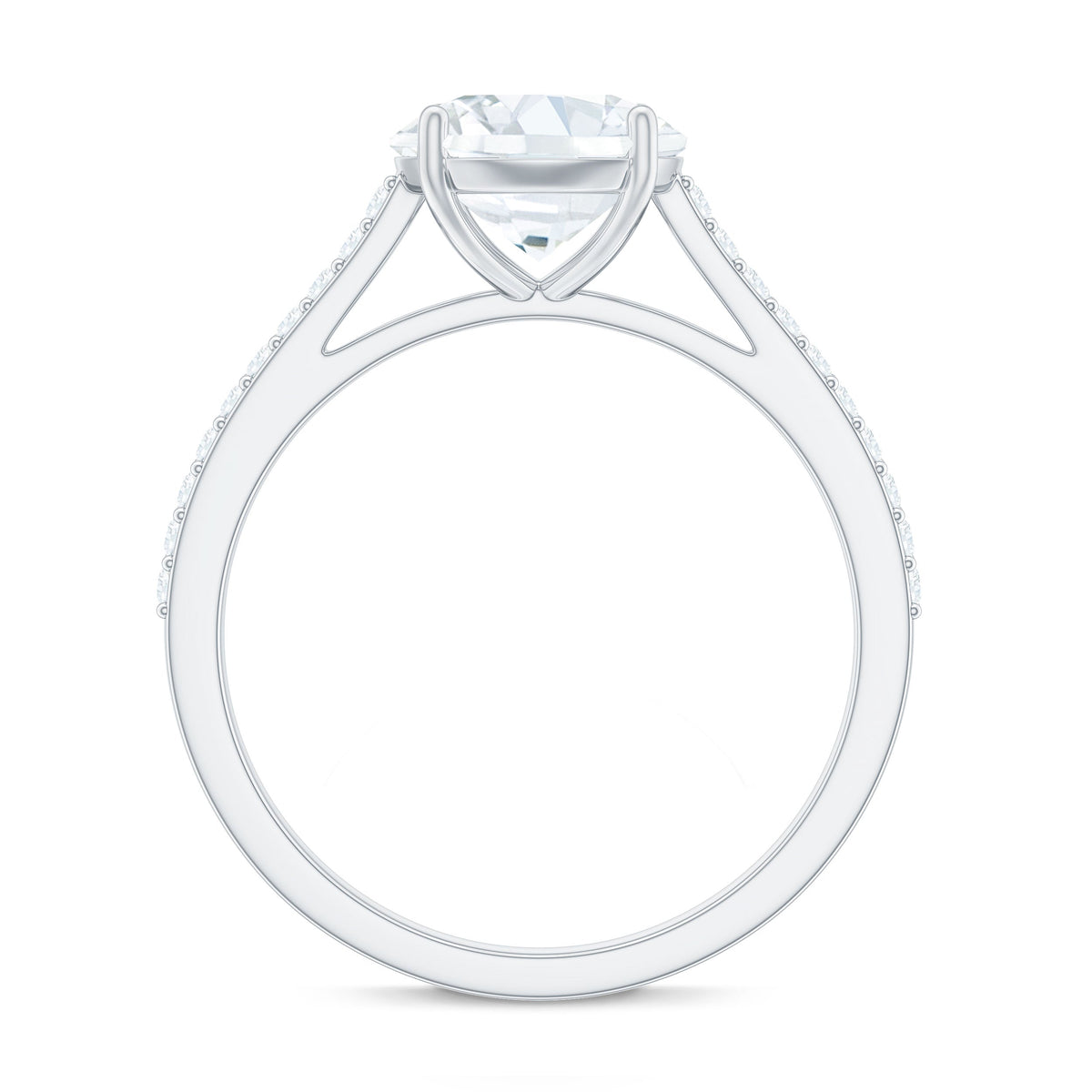 Solitaire Lab Grown Diamond Ring with Side Stones for Women