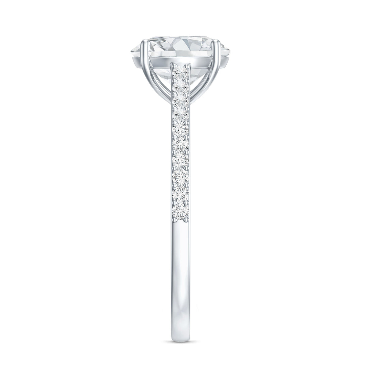 Solitaire Lab Grown Diamond Ring with Side Stones for Women