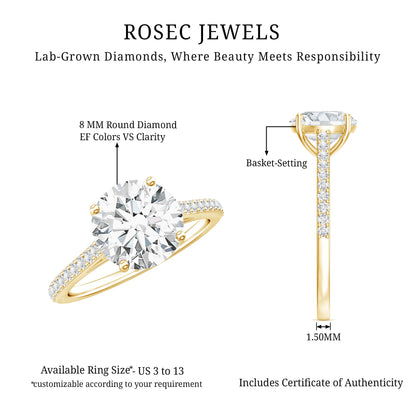 Solitaire Lab Grown Diamond Ring with Side Stones for Women